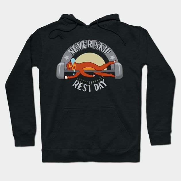 Never Skip Rest Day Fitness Gym Sloth Hoodie by Tesszero